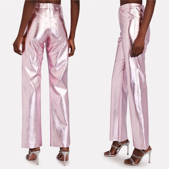 NWT ALIX NYC Jay Vegan Leather Straight-Leg Pants in Pink Size: 8 - Picture 14 of 17
